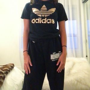 Adidas T-shirt (Black with rose gold)